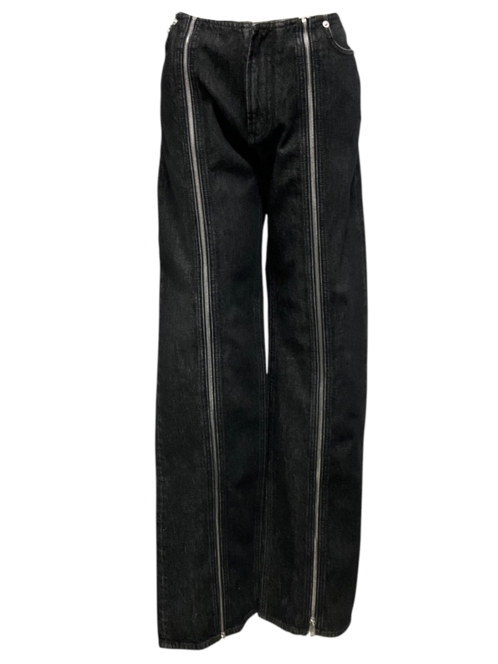 JEAN PAUL GAULTIER BLACK DENIM FRONT ZIPPED TROUSER JEANS